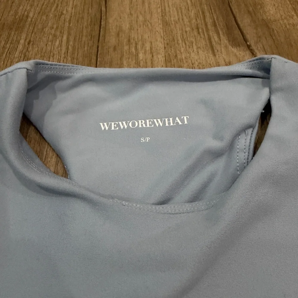 WeWoreWhat Womens High Neck Racerback Sports‎ Bra Light Blue Size Small